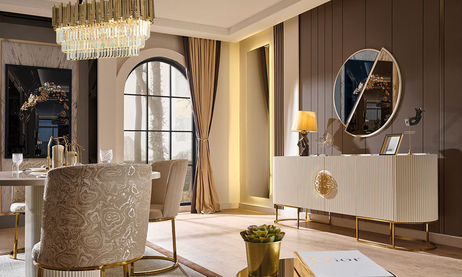 Gucci Ekru Yemek Odası Takımı resmi