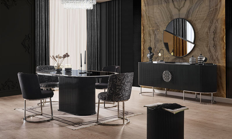 Gucci Siyah Silver Yemek Odası Takımı