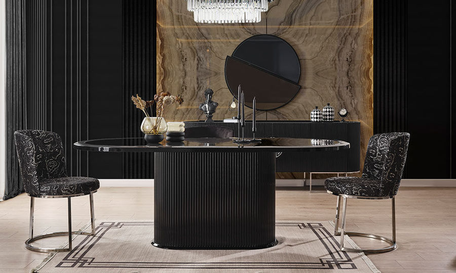 Gucci Siyah Silver Yemek Odası Takımı resmi