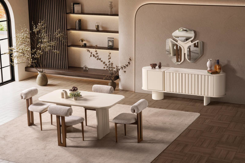 Lotus Ekru Yemek Odası Takımı